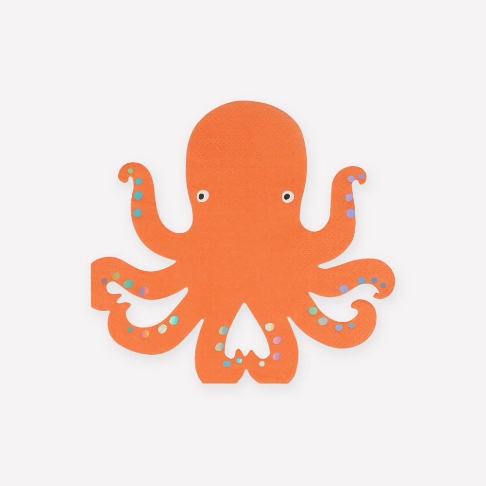 Plates, Cups & Napkins | Octopus Napkins (X 16) Party Supplies Plates, Cups & Napkins