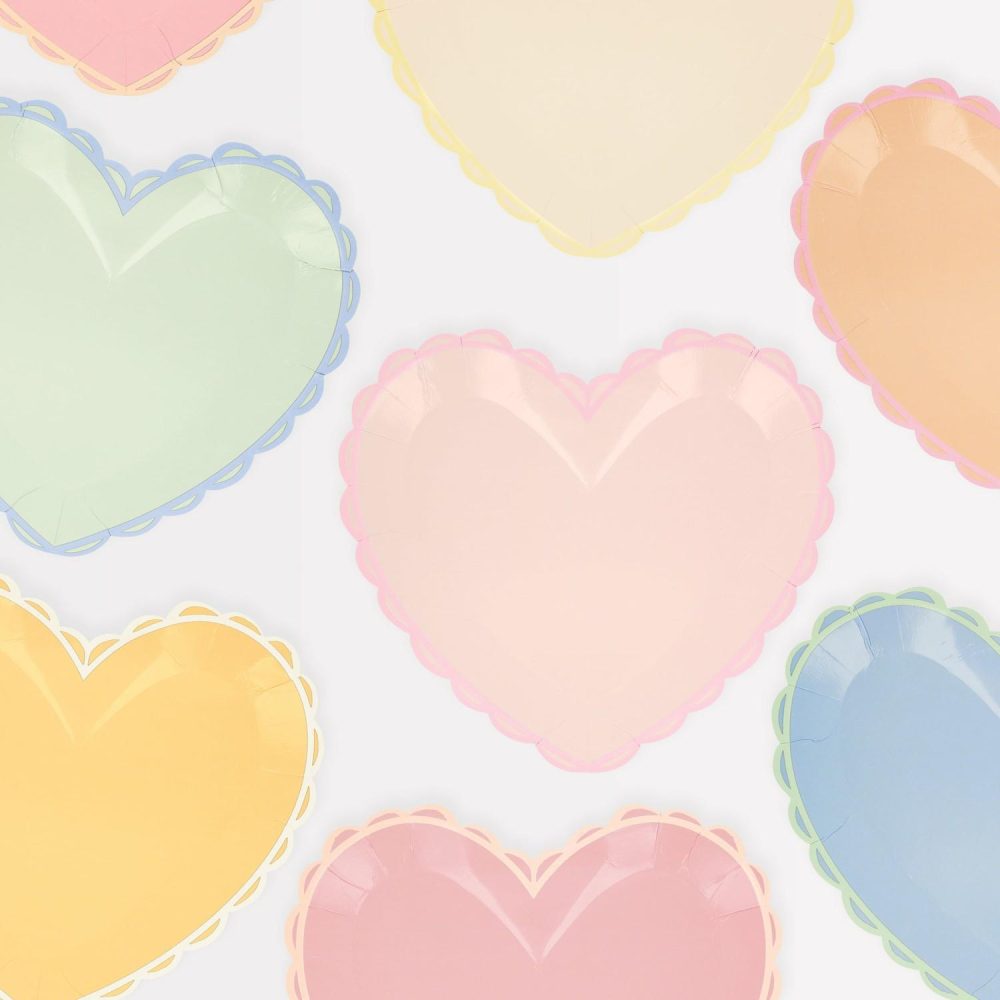 Plates, Cups & Napkins | Pastel Heart Large Plates (X 8) Party Supplies Plates, Cups & Napkins