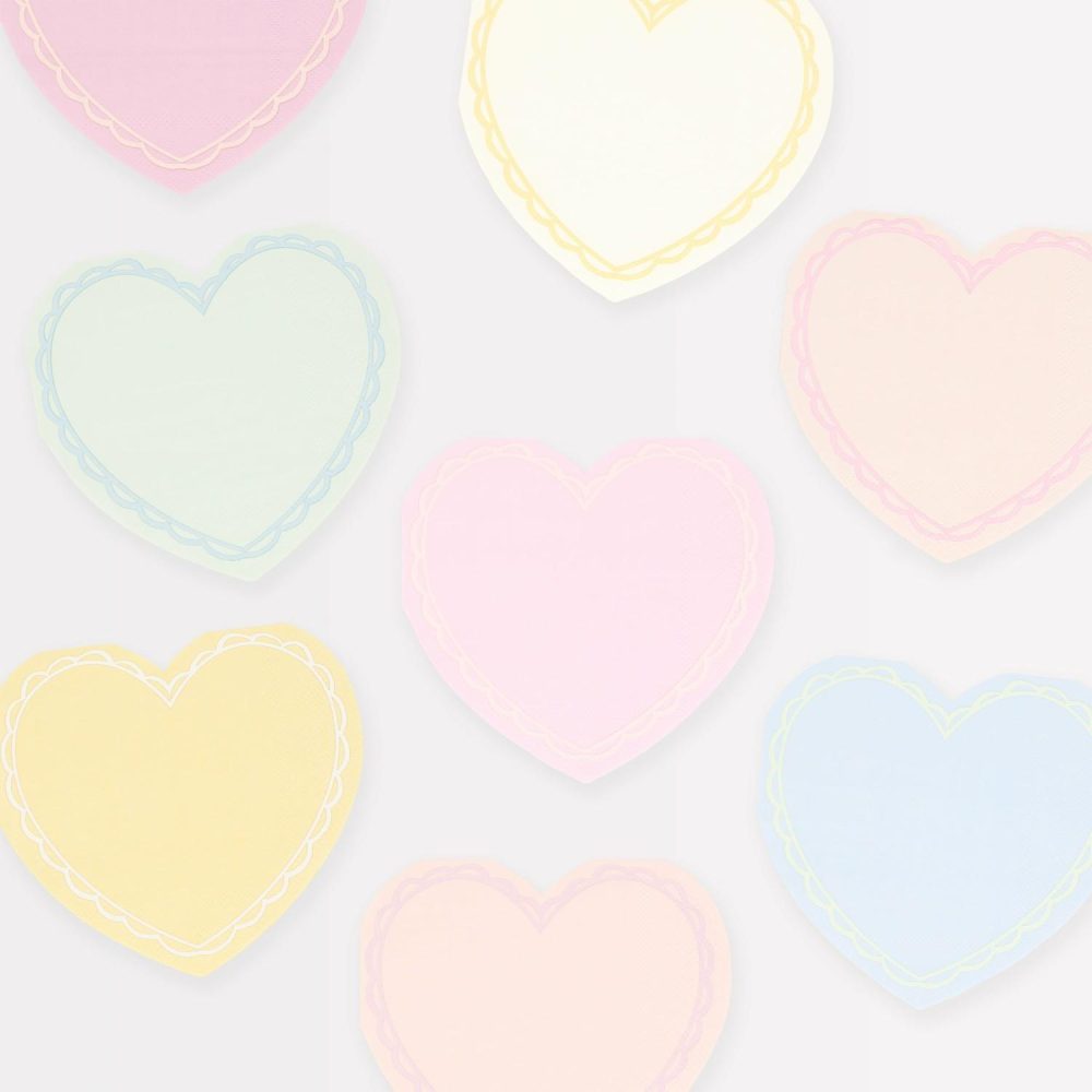 Plates, Cups & Napkins | Pastel Heart Small Napkins (X 16) Party Supplies Plates, Cups & Napkins