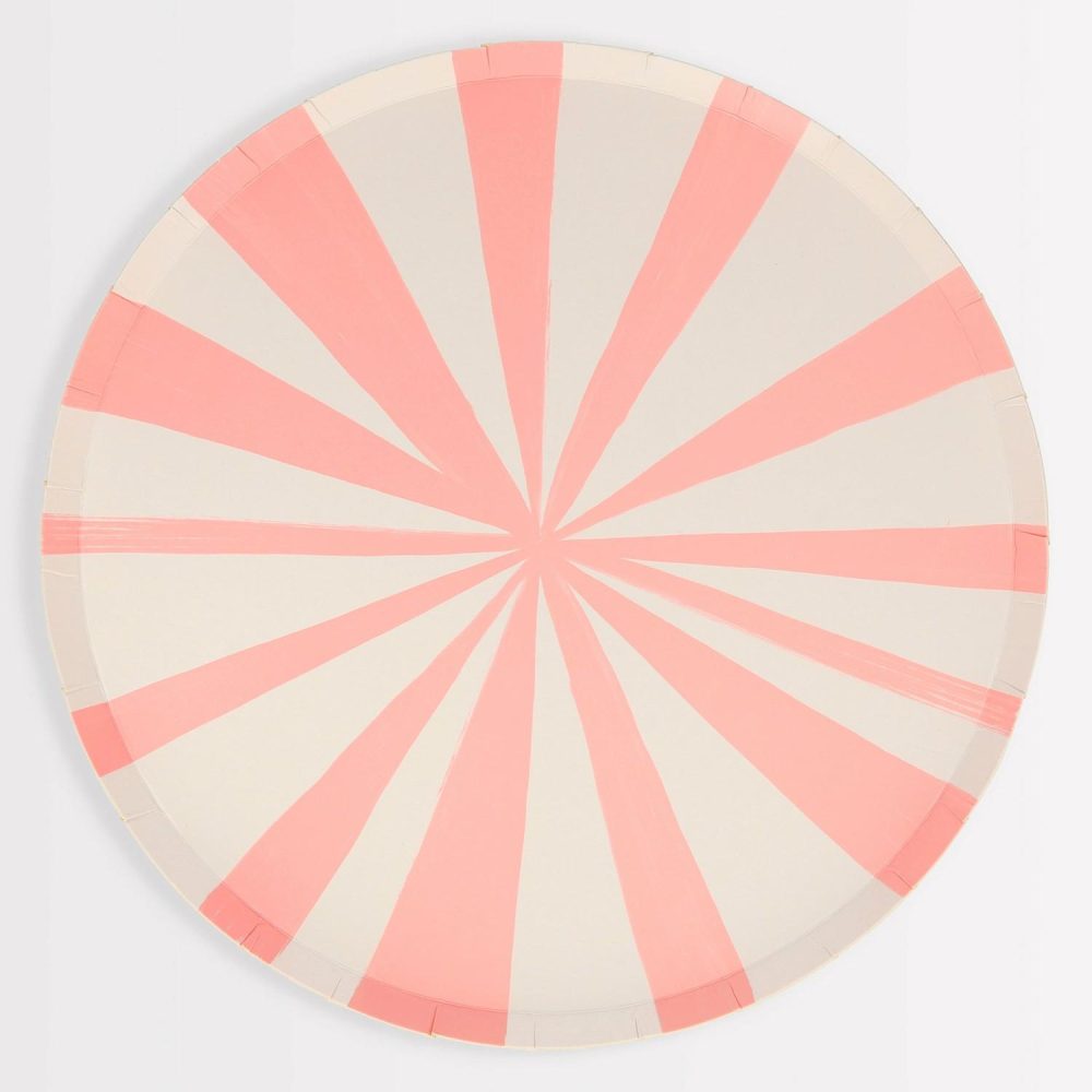 Plates, Cups & Napkins | Pink Stripe Dinner Plates (X 8) Party Supplies Plates, Cups & Napkins