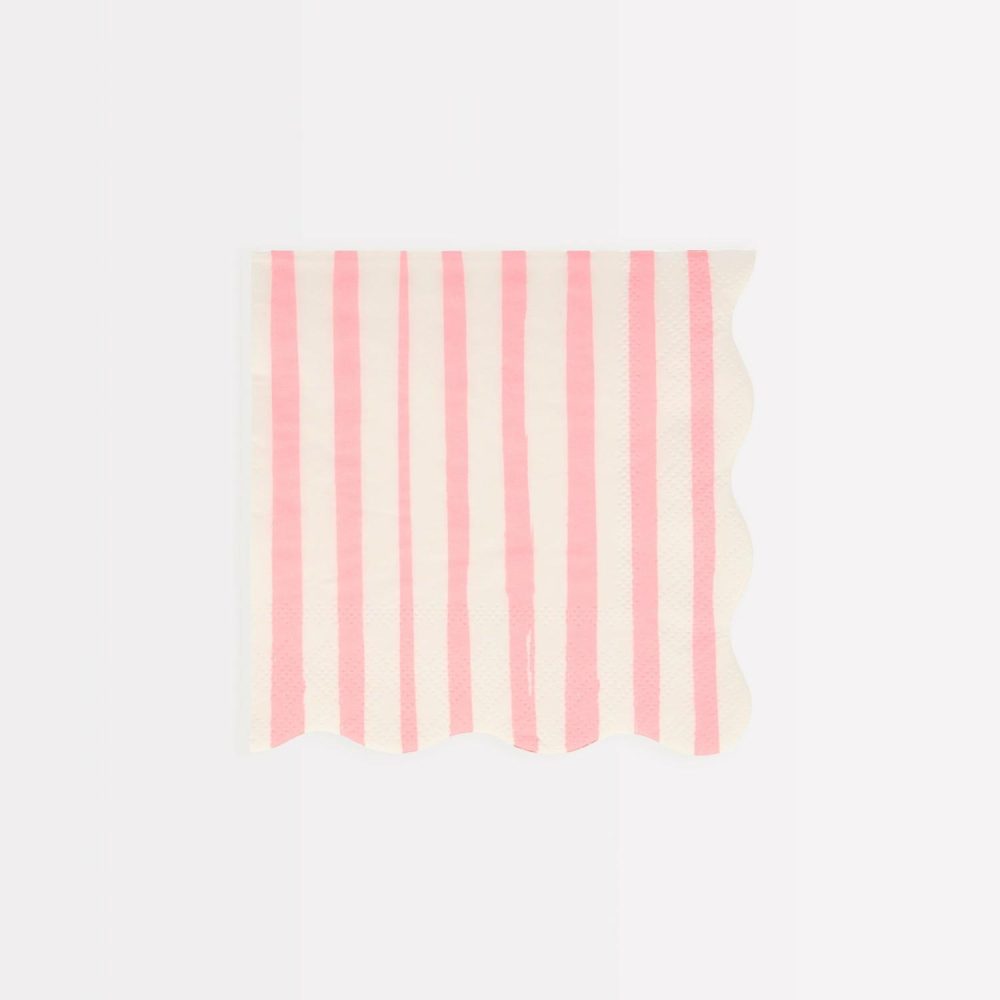 Plates, Cups & Napkins | Pink Stripe Small Napkins (X 16) Party Supplies Plates, Cups & Napkins