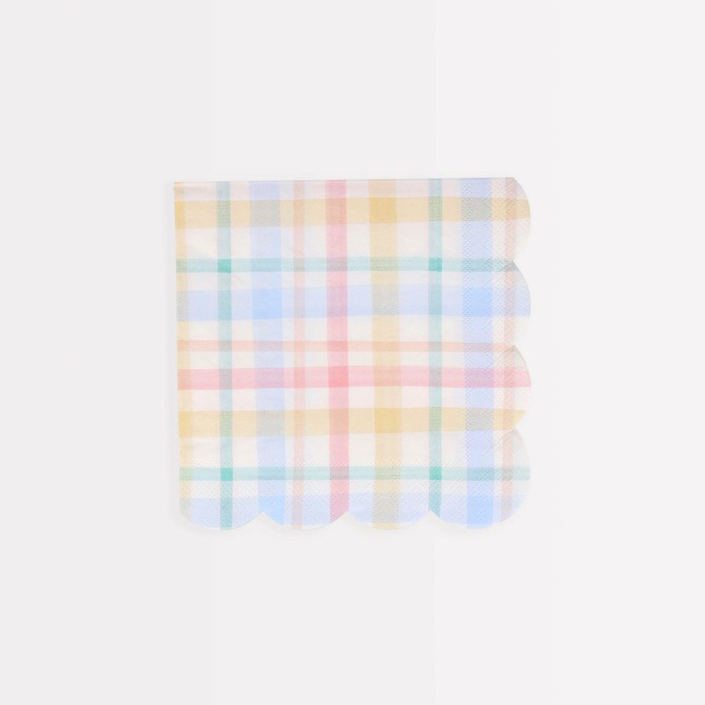 Plates, Cups & Napkins | Plaid Pattern Small Napkins (X 16) Party Supplies Plates, Cups & Napkins