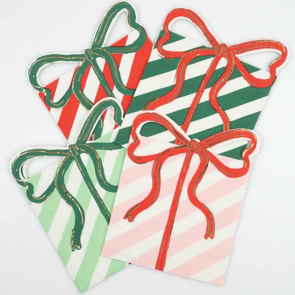 Plates, Cups & Napkins | Present With Bow Napkins (X 16) Party Supplies Plates, Cups & Napkins