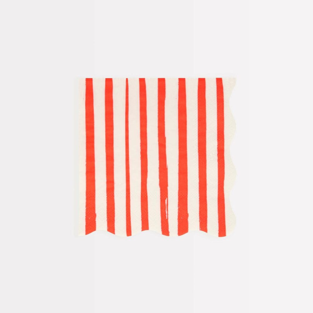 Plates, Cups & Napkins | Red Stripe Small Napkins (X 16) Party Supplies Plates, Cups & Napkins