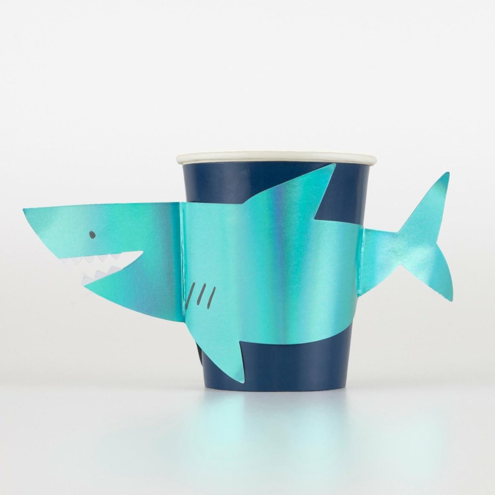 Plates, Cups & Napkins | Shark Cups (X 8) Party Supplies Plates, Cups & Napkins