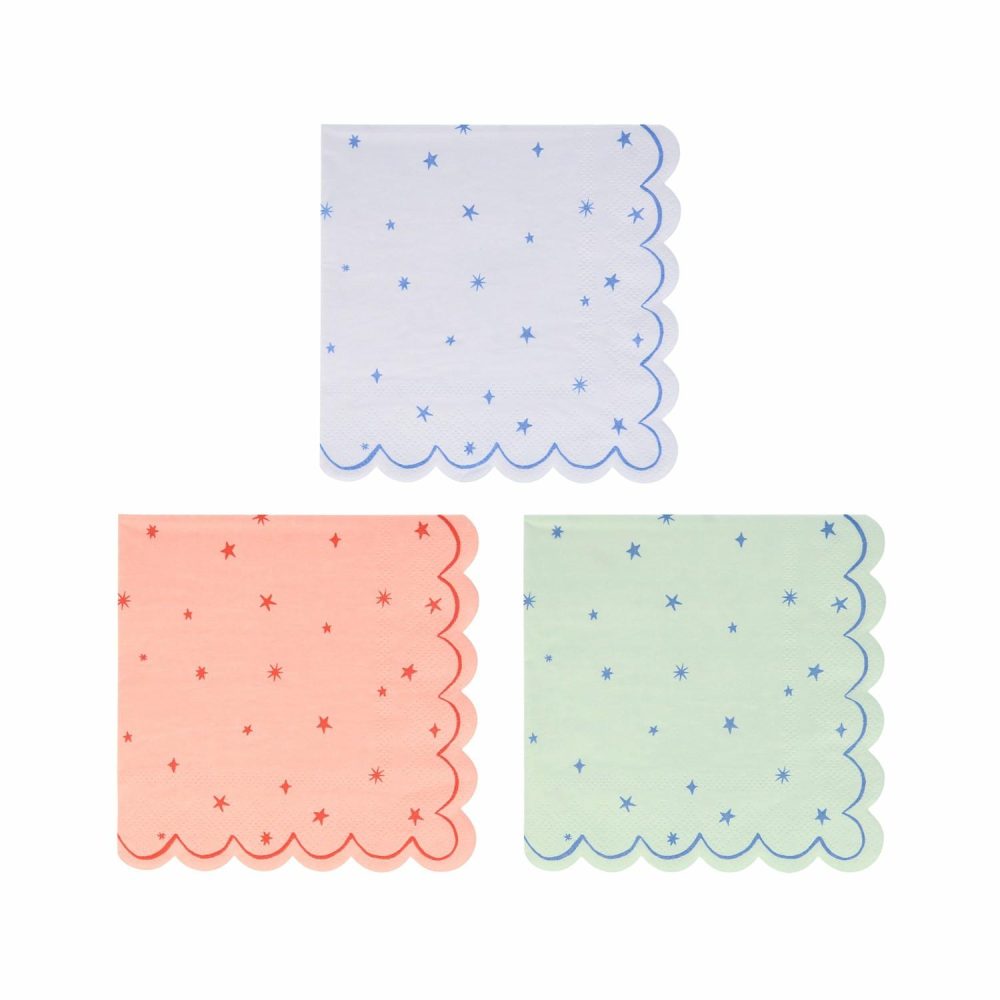 Plates, Cups & Napkins | Star Pattern Small Napkins (X 16) Party Supplies Plates, Cups & Napkins