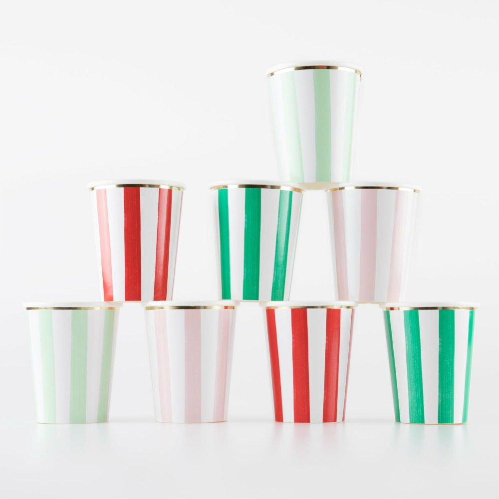 Plates, Cups & Napkins | Striped Cups (X 8) Party Supplies Plates, Cups & Napkins