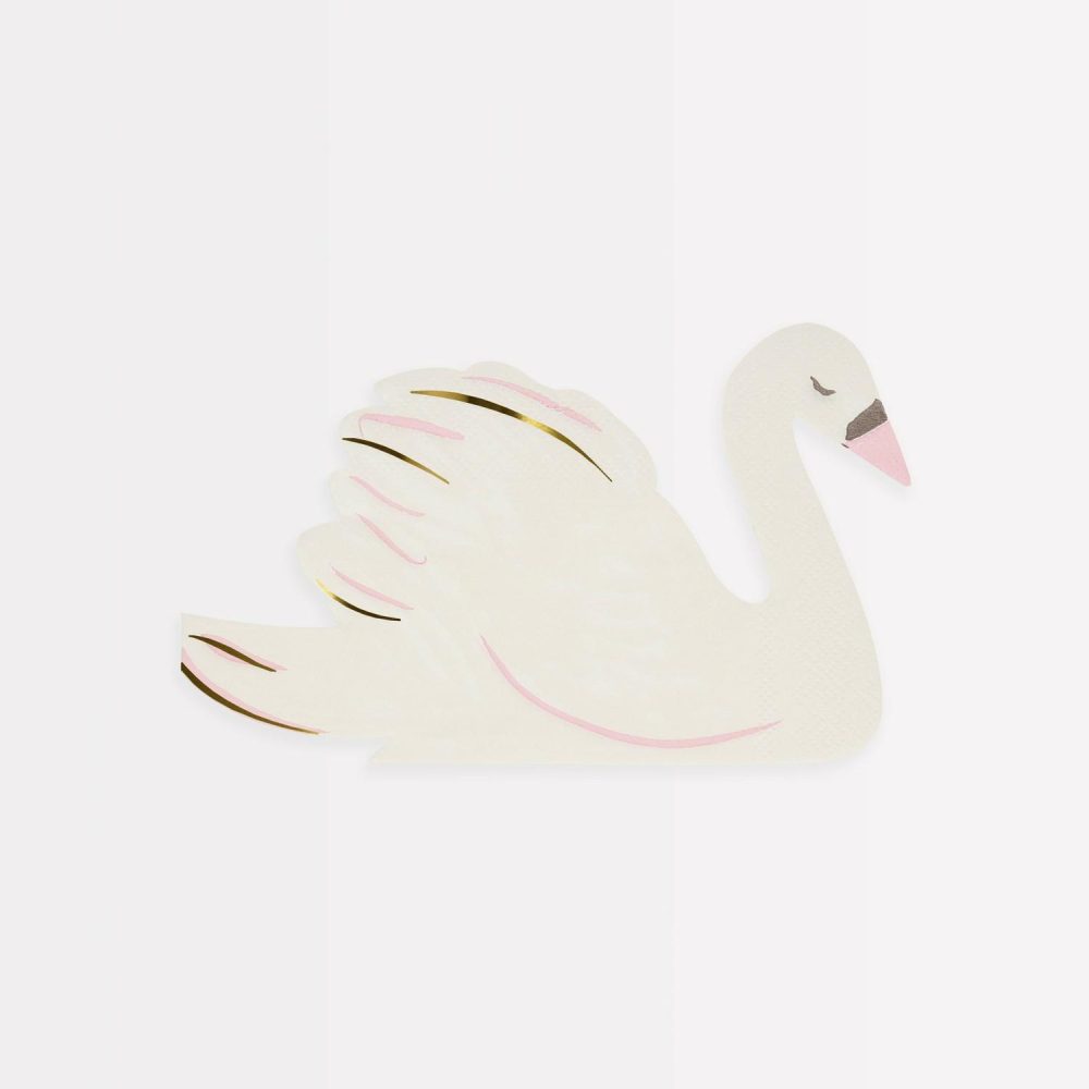 Plates, Cups & Napkins | Swan Shaped Napkins (X 16) Party Supplies Plates, Cups & Napkins