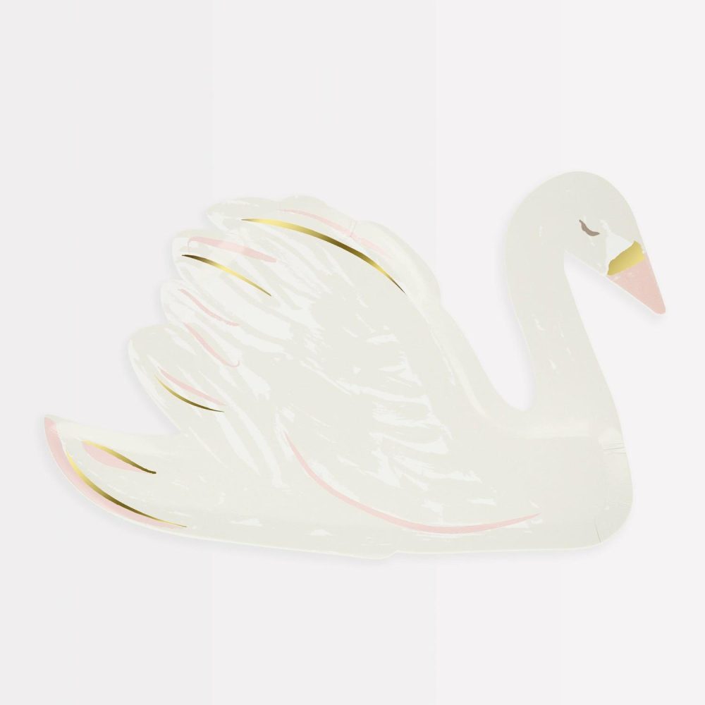 Plates, Cups & Napkins | Swan Shaped Plates (X 8) Party Supplies Plates, Cups & Napkins