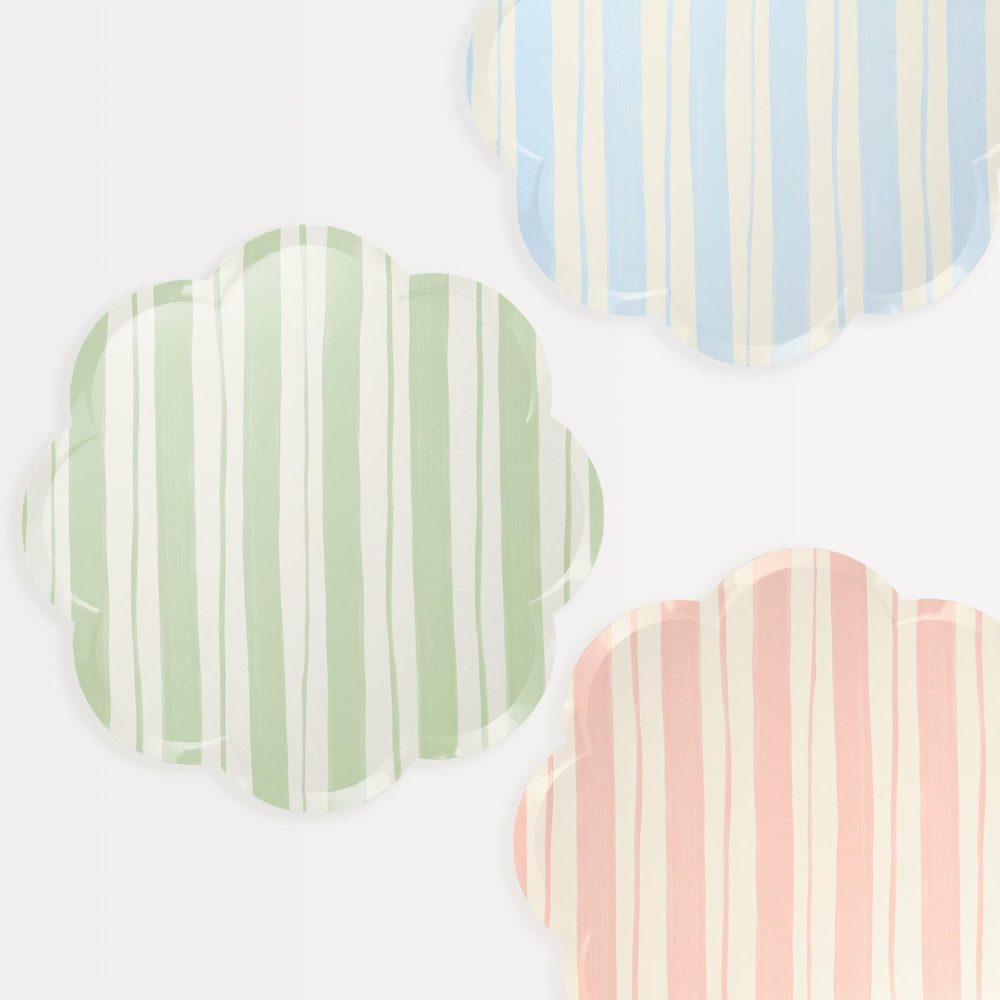 Plates, Cups & Napkins | Ticking Stripe Dinner Plates (X 8) Party Supplies Plates, Cups & Napkins