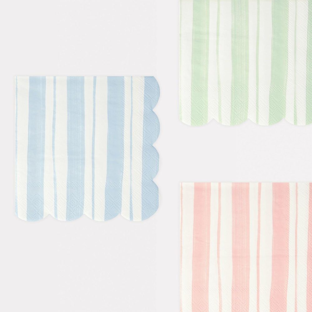 Plates, Cups & Napkins | Ticking Stripe Small Napkins (X 16) Party Supplies Plates, Cups & Napkins