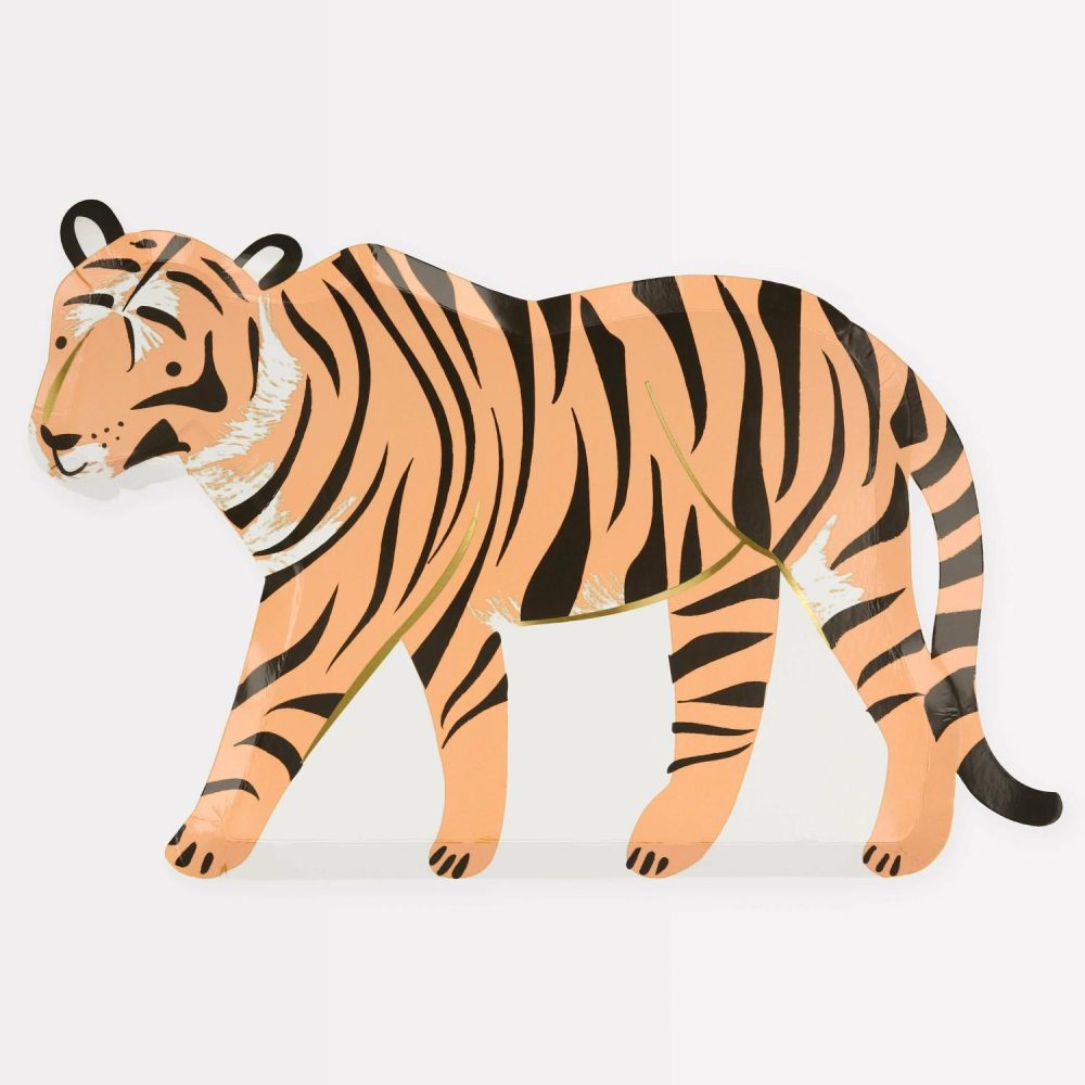 Plates, Cups & Napkins | Tiger Plates (X 8) Party Supplies Plates, Cups & Napkins