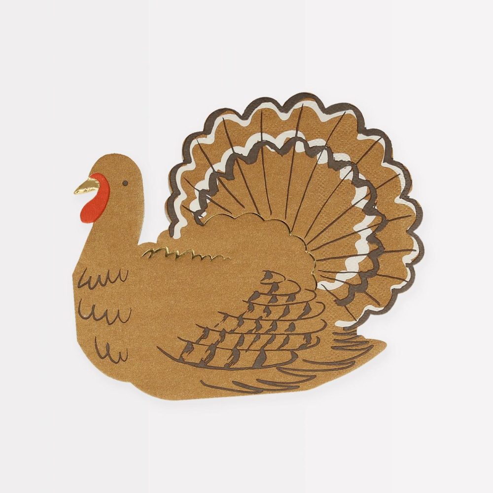 Plates, Cups & Napkins | Turkey Napkins (X 16) Party Supplies Plates, Cups & Napkins