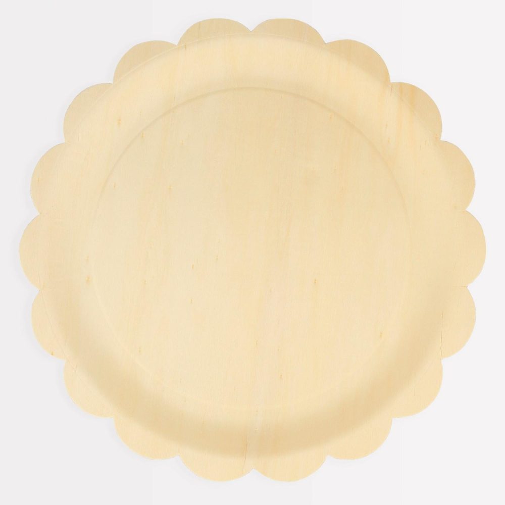 Plates, Cups & Napkins | Wooden Scalloped Large Plates (X 8) Party Supplies Plates, Cups & Napkins