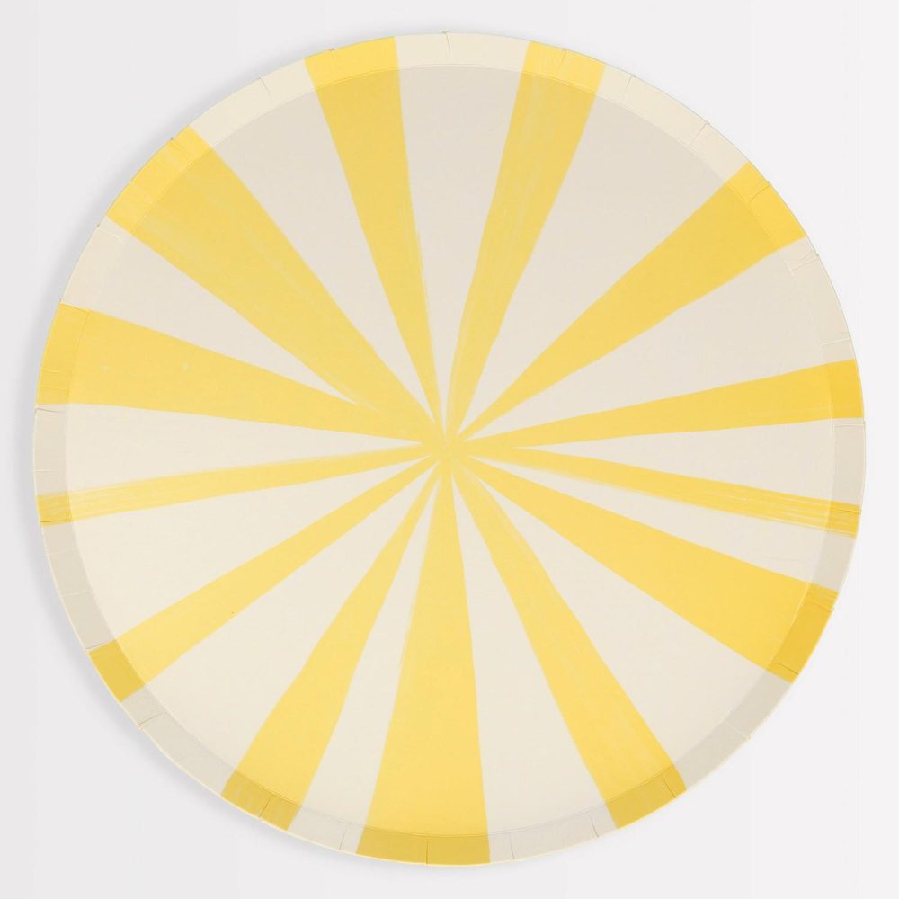 Plates, Cups & Napkins | Yellow Stripe Dinner Plates (X 8) Party Supplies Plates, Cups & Napkins