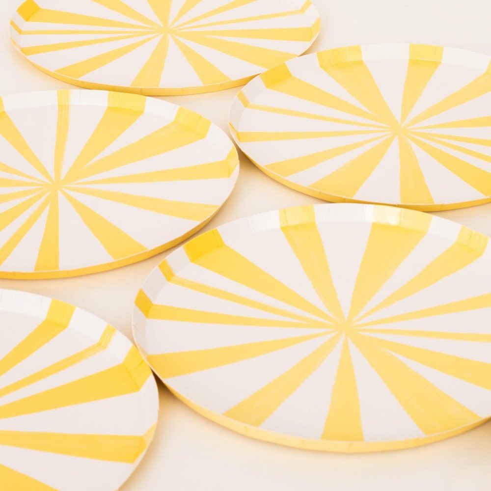 Plates, Cups & Napkins | Yellow Stripe Side Plates (X 8) Party Supplies Plates, Cups & Napkins