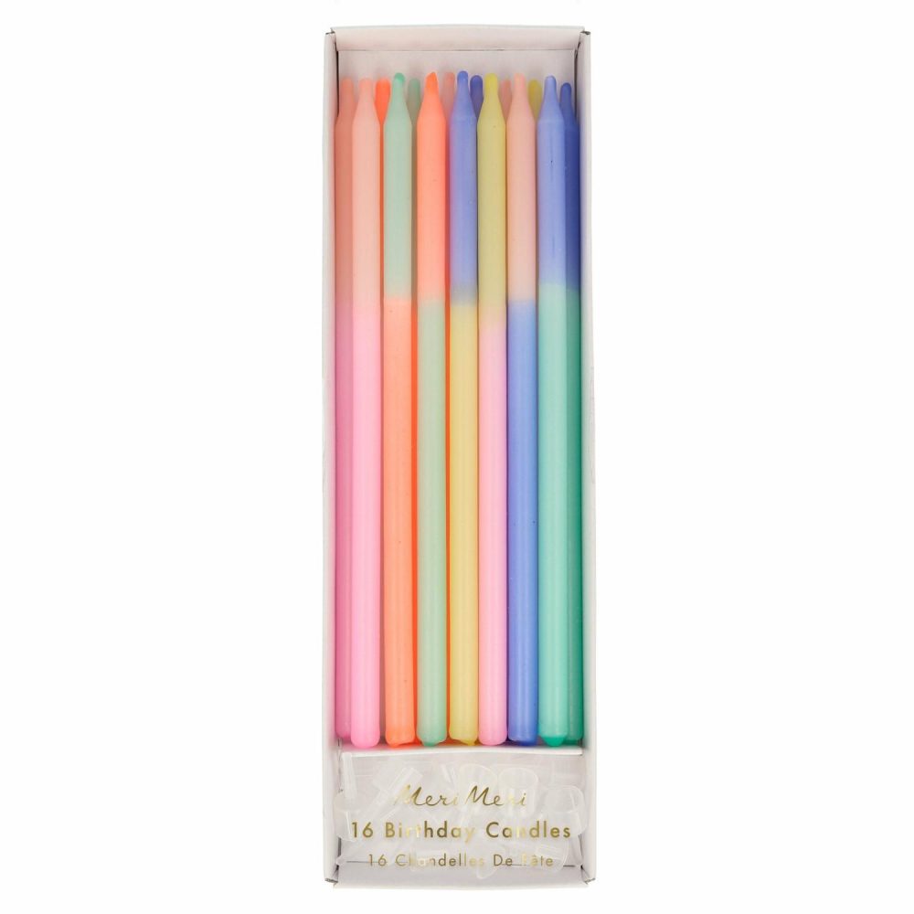 Printed Candles | Multi Color Block Candles (X 16) Candles Printed Candles