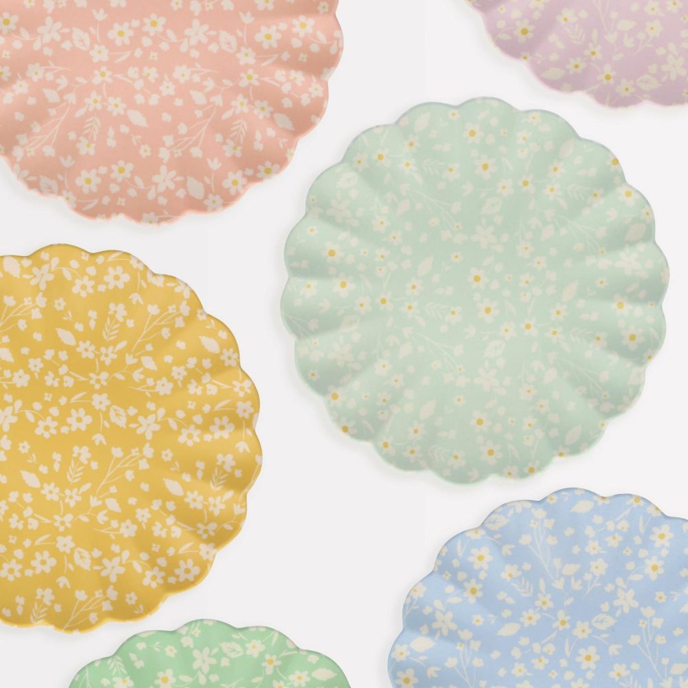 Reusable Or Compostable | Floral Reusable Bamboo Large Plates (X 6) Party Supplies Reusable Or Compostable