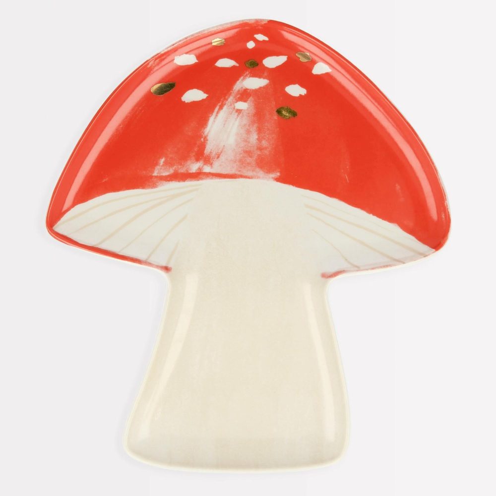 Reusable Or Compostable | Porcelain Mushroom Plates (X 2) Party Supplies Reusable Or Compostable