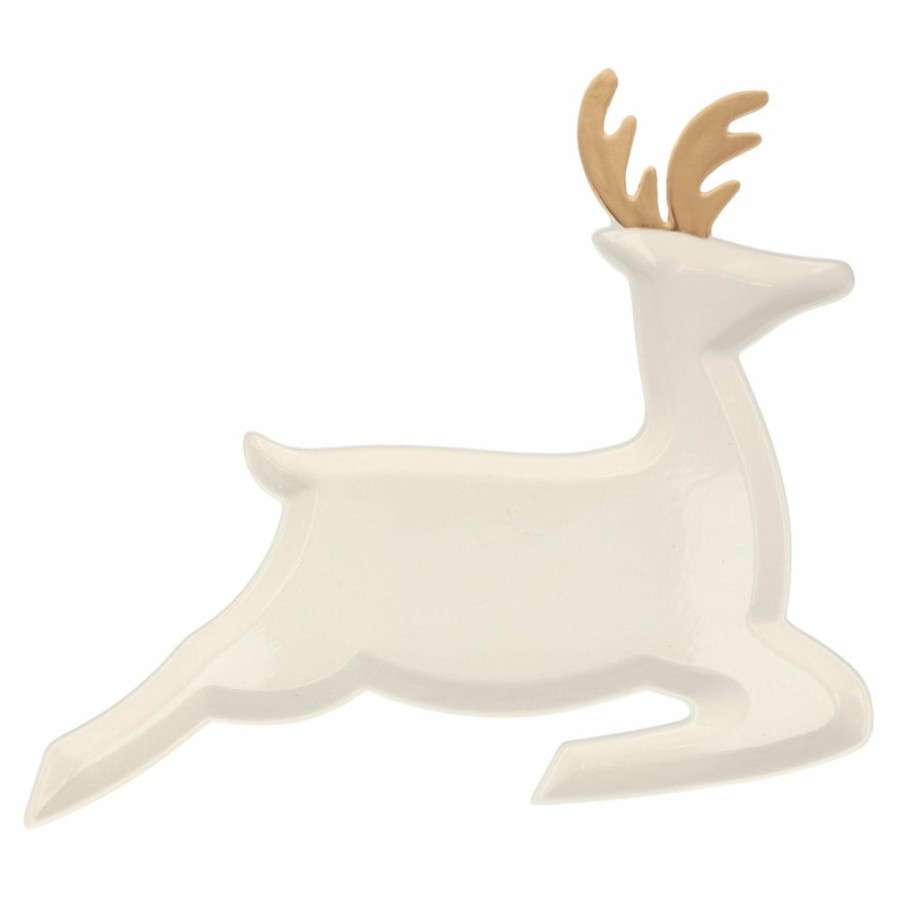 Reusable Or Compostable | Porcelain Reindeer Plates (X 2) Party Supplies Reusable Or Compostable