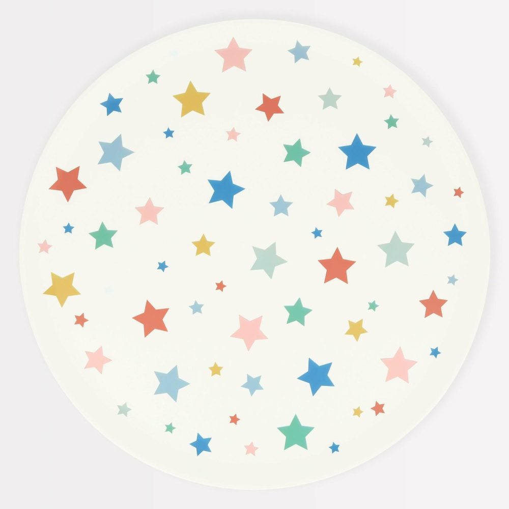 Reusable Or Compostable | Star Pattern Recycled Plastic Large Plates (X 6) Party Supplies Reusable Or Compostable