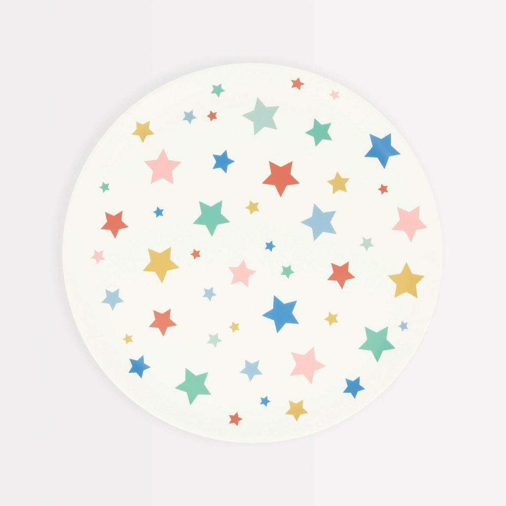 Reusable Or Compostable | Star Pattern Recycled Plastic Small Plates (X 6) Party Supplies Reusable Or Compostable