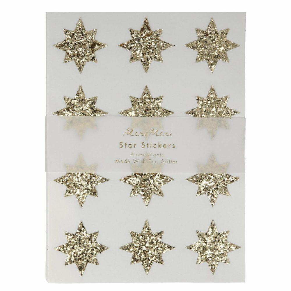 Stickers | Gold Glitter Star Stickers (X 8 Sheets) Party Favors Stickers