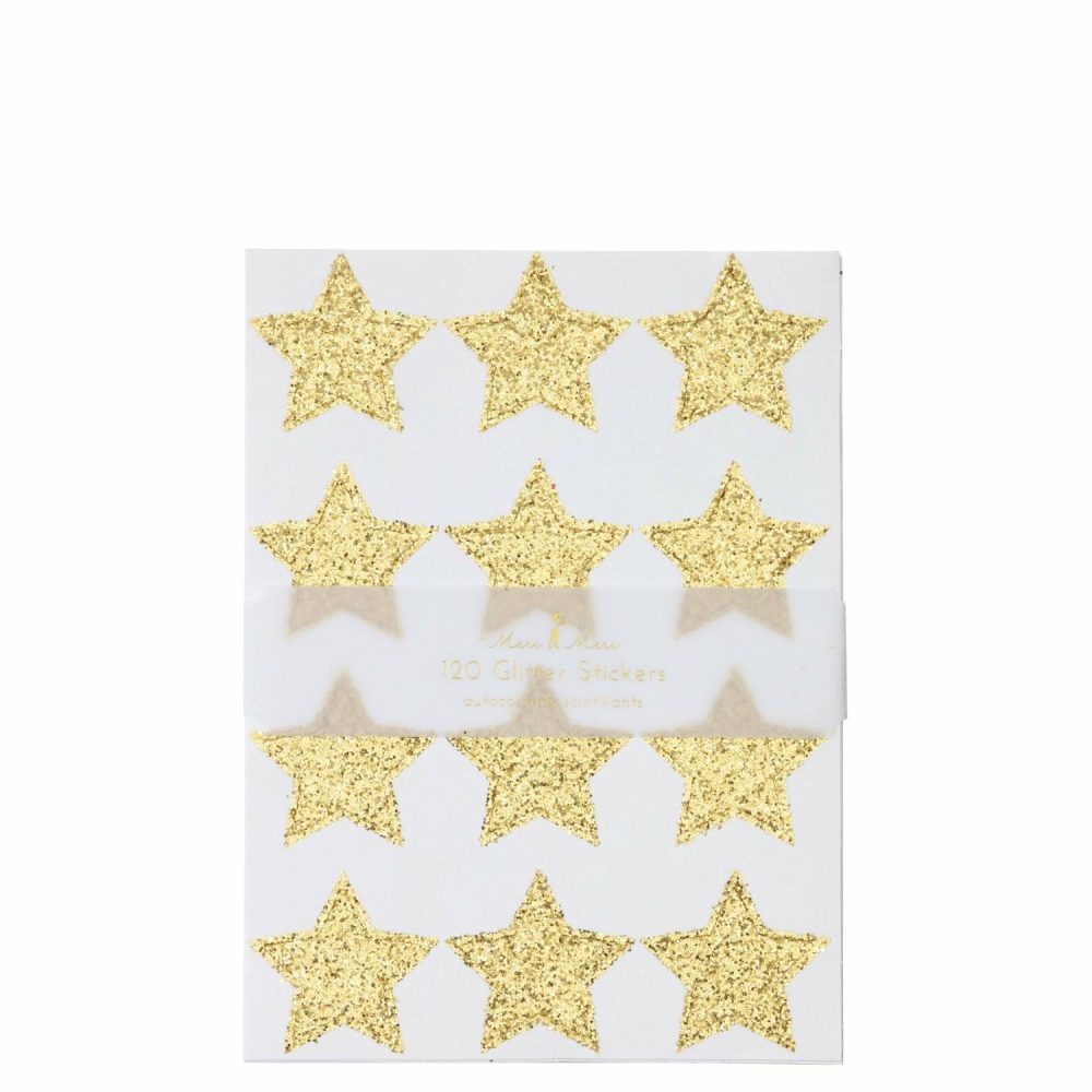 Stickers | Gold Glitter Stars Sticker Sheets (X 10 Sheets) Party Favors Stickers