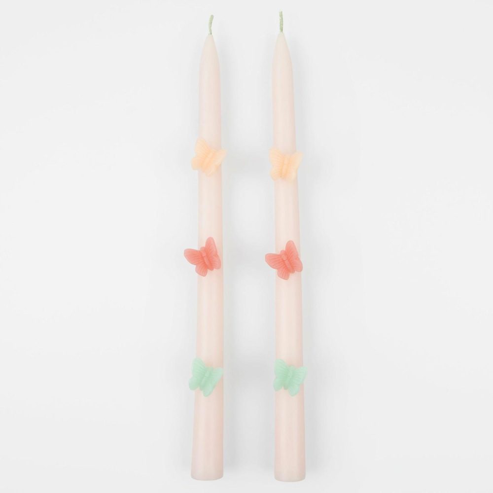 Table Candles | Butterfly Taper Candles (X 2) Candles Table Candles