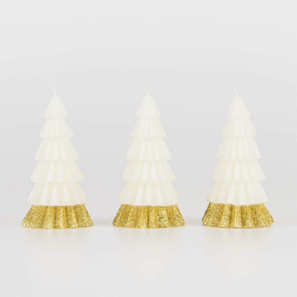 Table Candles | Ivory Tree Candles (X 3) Candles Table Candles