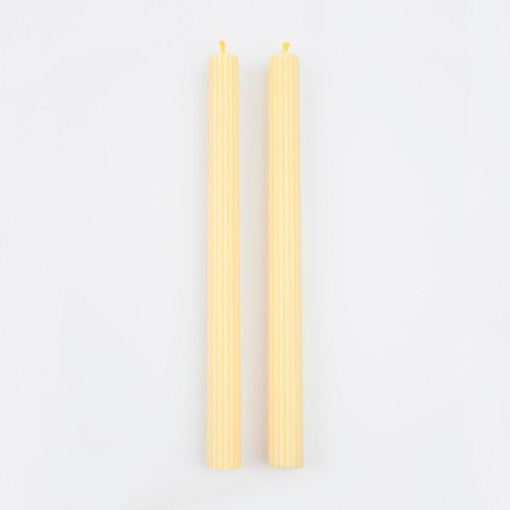 Table Candles | Lemon Sherbet Yellow Table Candles (X 2) Candles Table Candles