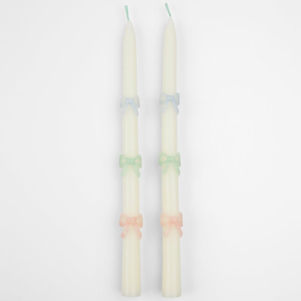 Table Candles | Multi Bow Taper Candles (X 2) Candles Table Candles