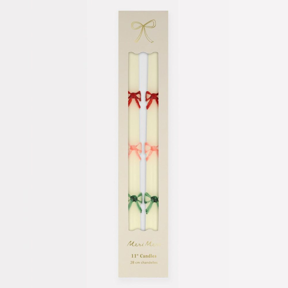 Table Candles | Multi Color Bow Taper Candles (X 2) Candles Table Candles