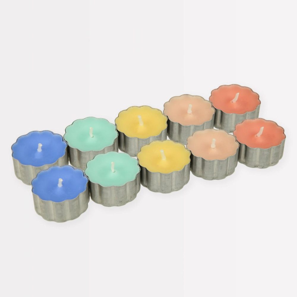 Table Candles | Rainbow Tealight Candles (X 10) Candles Table Candles