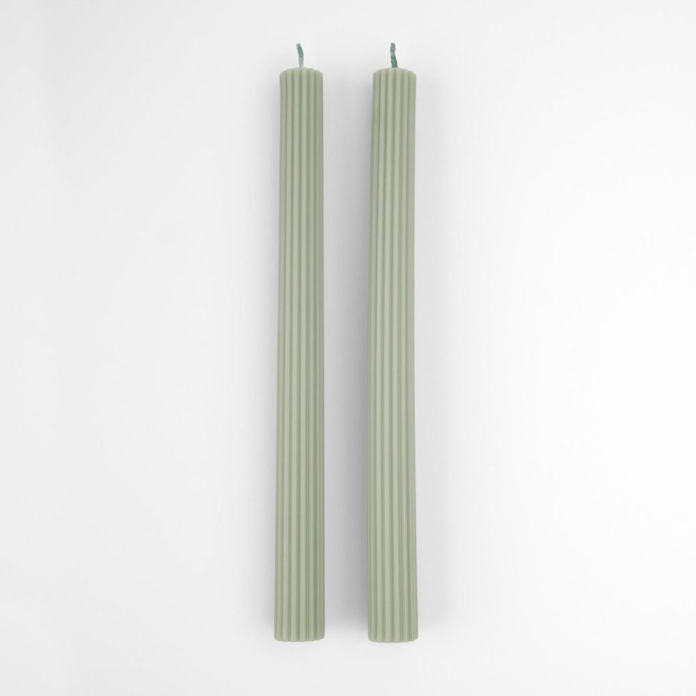 Table Candles | Sage Green Table Candles (X 2) Candles Table Candles