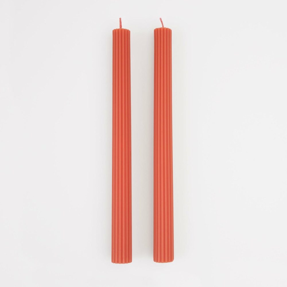 Table Candles | Tomato Red Table Candles (X 2) Candles Table Candles