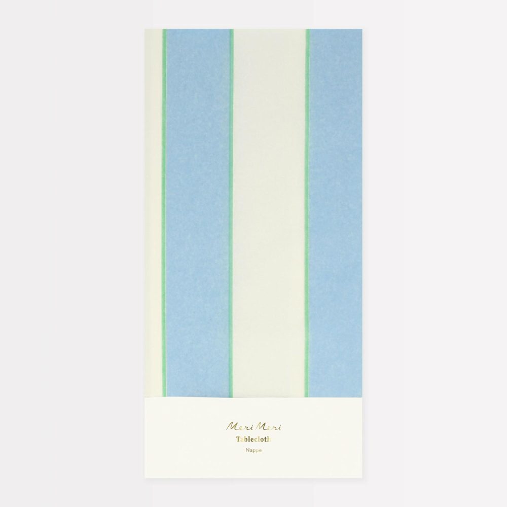 Tablecloths & Linens | Pale Blue Striped Tablecloth Party Supplies Tablecloths & Linens