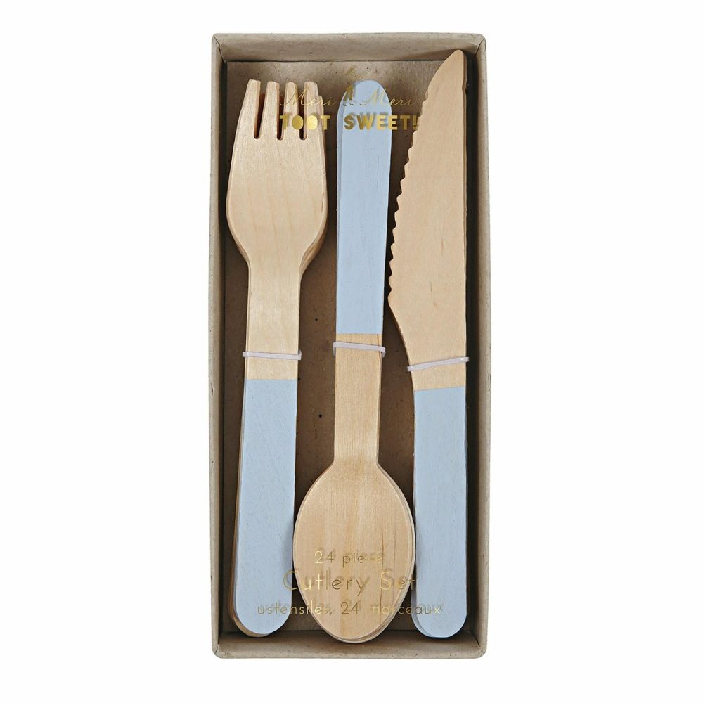 Cutlery | Blue Wooden Cutlery Set (X 24) Cutlery Cutlery