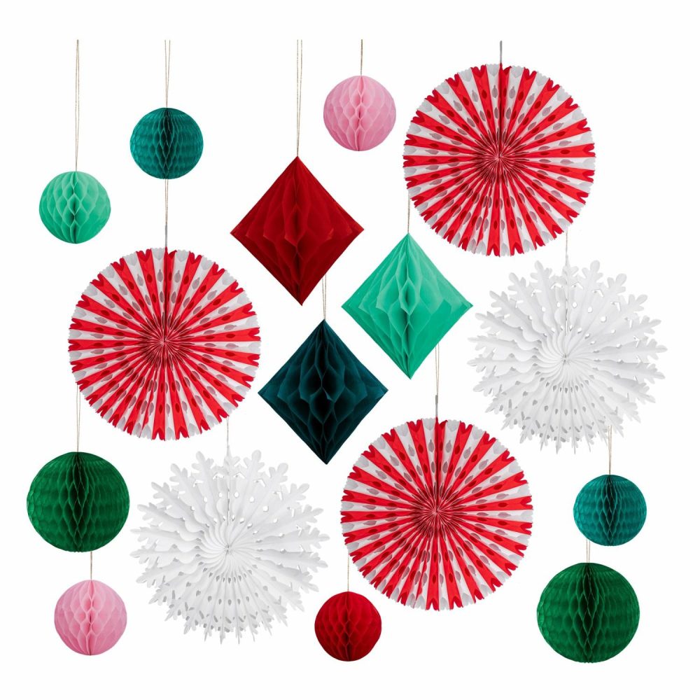 Hanging Party Backdrops | Christmas Honeycomb Decoration Kit (X 16) Hanging Party Backdrops Hanging Party Backdrops