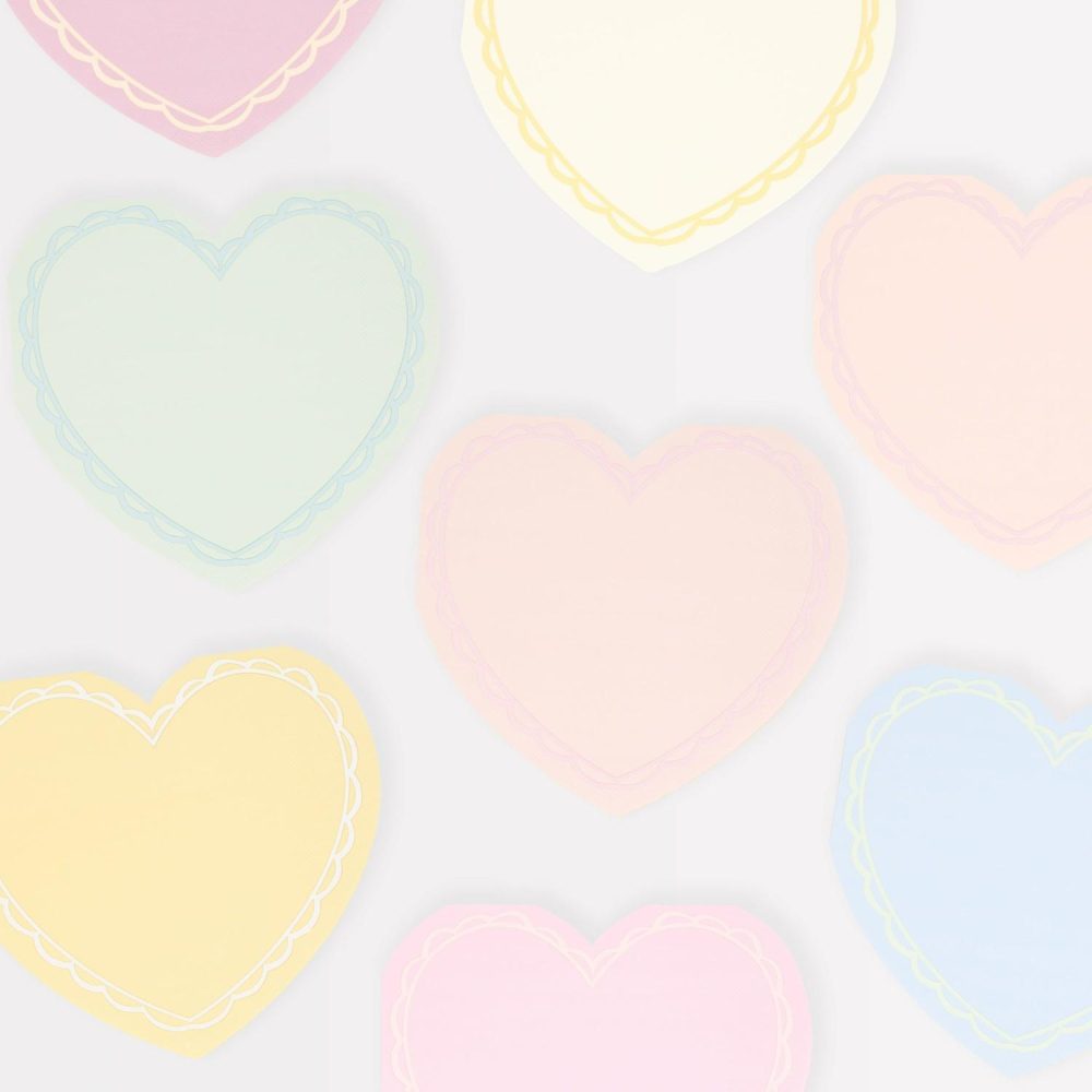 Plates, Cups & Napkins | Pastel Heart Large Napkins (X 16) Party Supplies Plates, Cups & Napkins