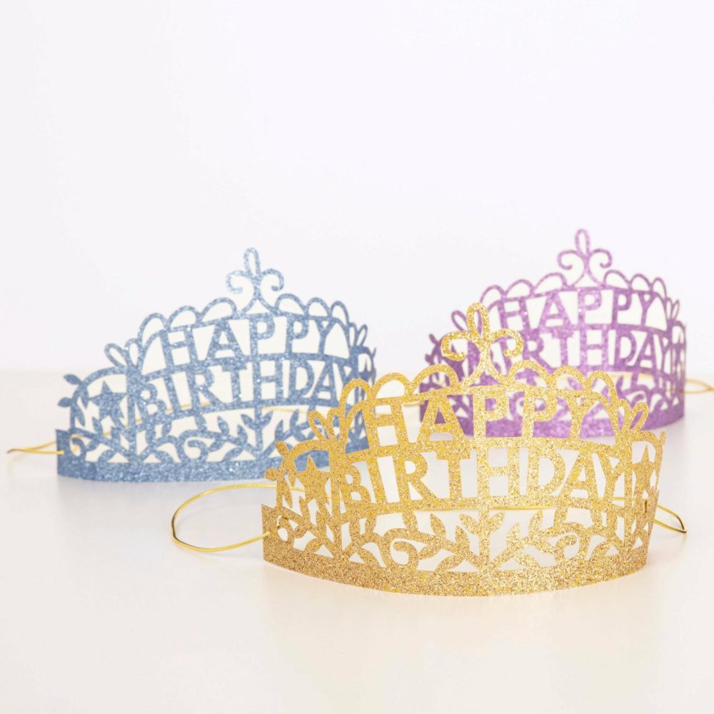 Crowns & Headwear | Happy Birthday Party Tiaras (X 8) Costumes & Dress Up Crowns & Headwear