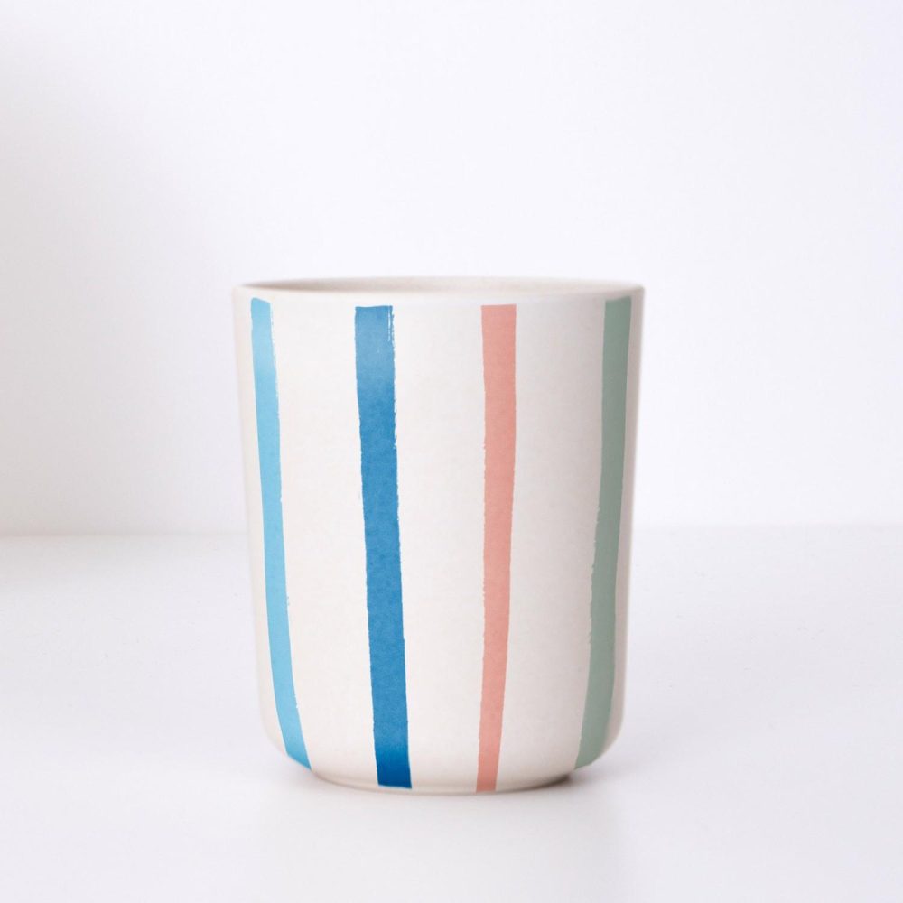 Reusable Or Compostable | Bright Stripe Reusable Bamboo Cups (X 6) Party Supplies Reusable Or Compostable