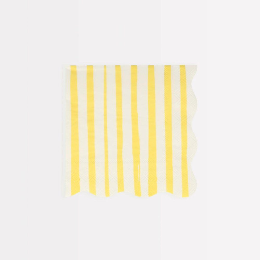 Plates, Cups & Napkins | Yellow Stripe Small Napkins (X 16) Party Supplies Plates, Cups & Napkins