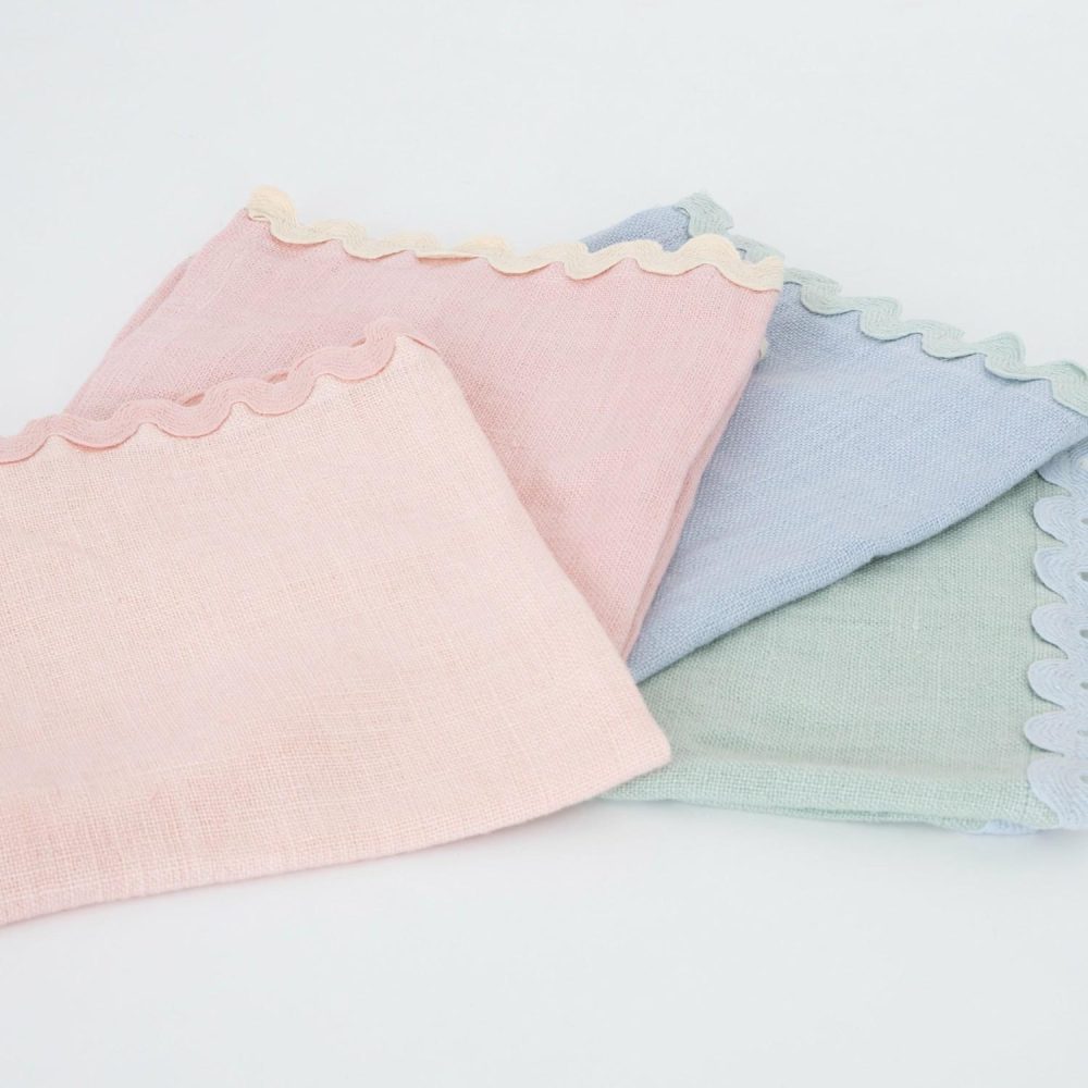 Reusable Or Compostable | Pastel Ricrac Fabric Napkins (X 4) Party Supplies Reusable Or Compostable